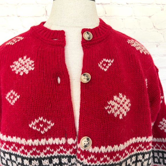 Retro Eddie Bauer Wool Alpaca Cardigan - Cozy Ski Style - Size Small Petite - Picture 2 of 9